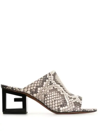 Shop Givenchy Triangle G-heel Mules In Neutrals