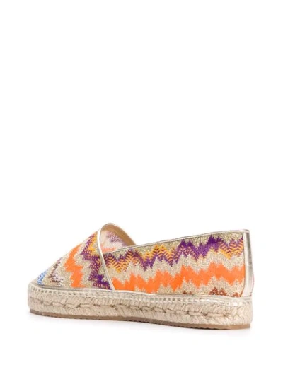 Shop Missoni Chevron Flat Espadrilles In Gold