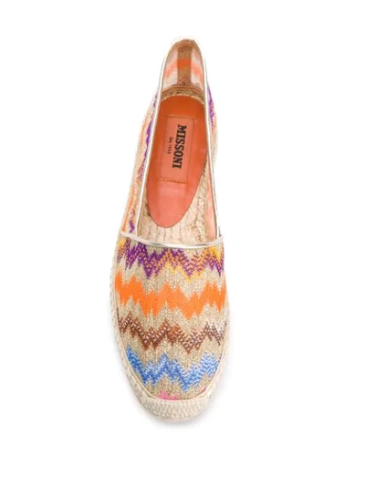 Shop Missoni Chevron Flat Espadrilles In Gold