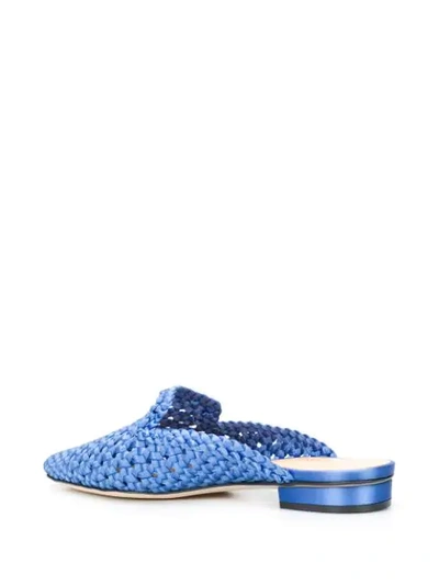 Shop Giannico Alice Woven Mules In Blue