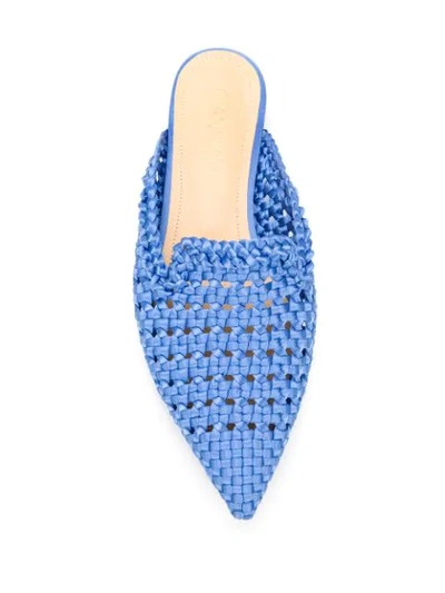 Shop Giannico Alice Woven Mules In Blue