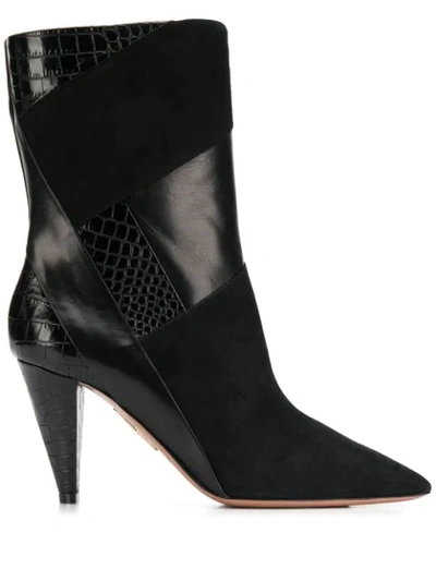 Shop Aquazzura Calder Cone-heel Ankle Booties In Black