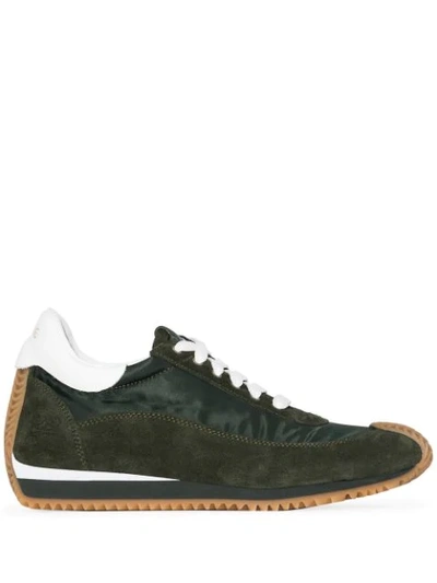 Shop Loewe Lace-up Low-top Sneakers In Green