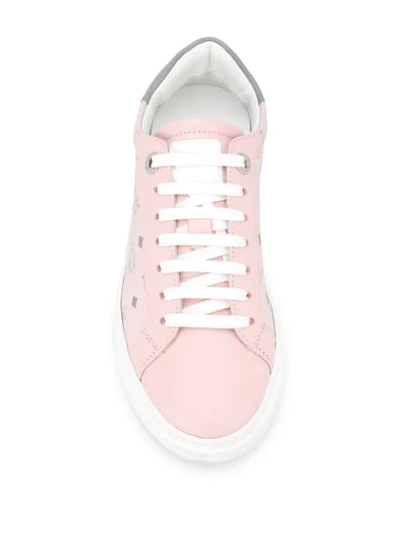 Shop Mcm Low-top Leather Sneakers In Pink