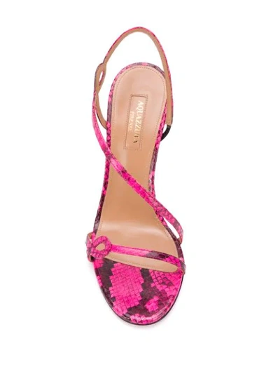 Shop Aquazzura Serpentine Snake-effect Sandals In Pink