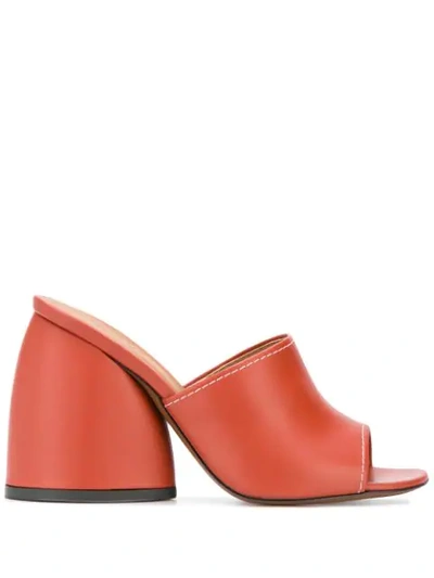 Neous Chunky Heel Mules In Orange