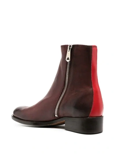 Paul Smith Constrast Trim Ankle Boots In Red