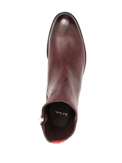 Paul Smith Constrast Trim Ankle Boots In Red