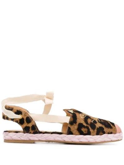 Shop Charlotte Olympia Kitty Leopard-print Espadrilles In Brown