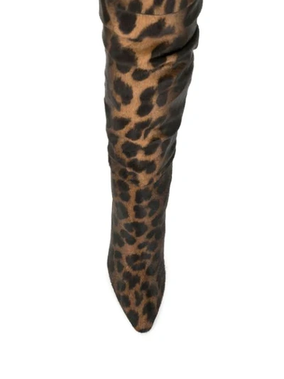 Shop Tom Ford Leopard Print Knee-length Boots In Brown