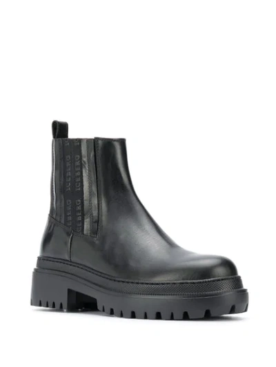 Shop Iceberg Chunky Sole Chelsea Boots In Black