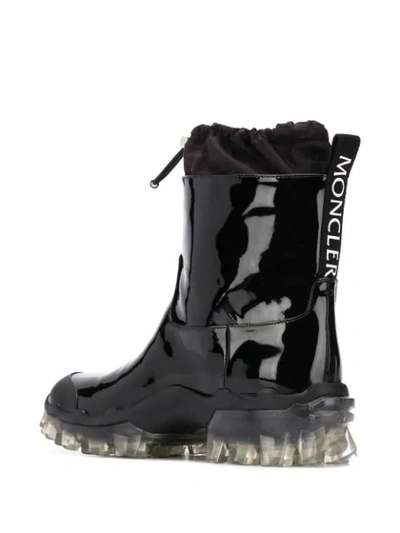 Shop Moncler Drawstring Detail Transparent Sole Rain Boots In Black