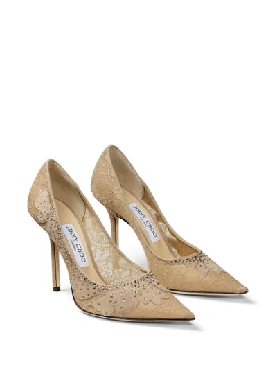 Shop Jimmy Choo Love 100mm Lace Pumps In Pink
