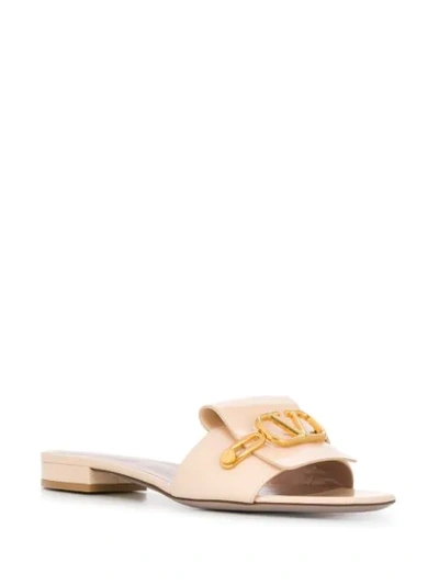 Shop Valentino Vlogo Slip-on Sandals In Neutrals