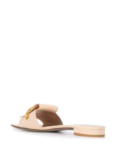 Shop Valentino Vlogo Slip-on Sandals In Neutrals