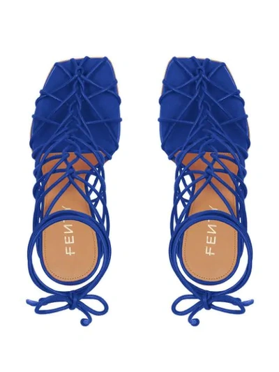Shop Fenty Caged In 105mm Sandals In Blue
