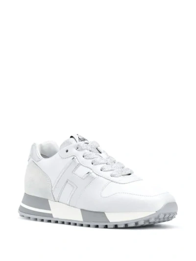 Shop Hogan H383 Metallic Sneakers In White