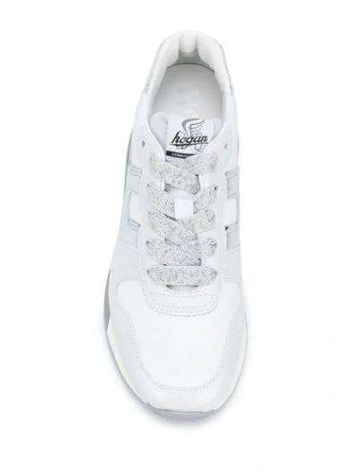 Shop Hogan H383 Metallic Sneakers In White