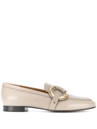 Shop Chloé Demi Buckle Loafers In Neutrals