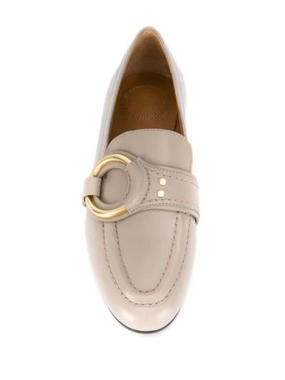 Shop Chloé Demi Buckle Loafers In Neutrals