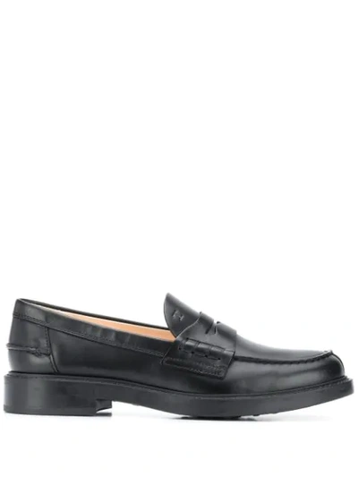 Shop Tod's Leather Classic Loafers In Black