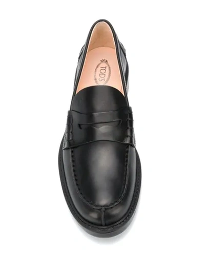 Shop Tod's Leather Classic Loafers In Black