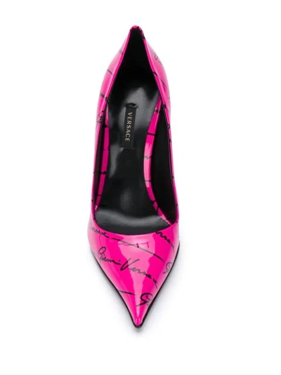 Shop Versace Logo Print Pumps In Pink