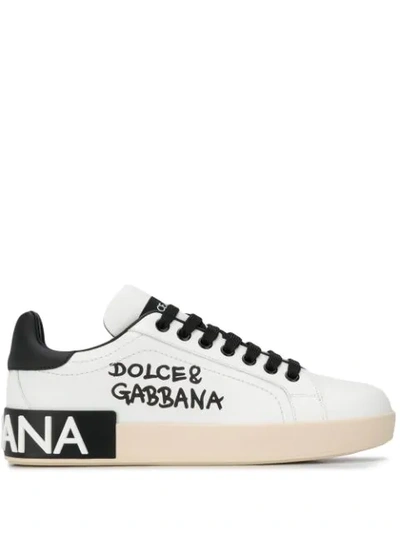 Shop Dolce & Gabbana Portofino Logo-print Sneakers In White
