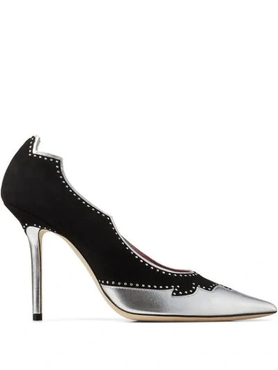 Shop Jimmy Choo Malise Metalic Pumps 100mm In Black