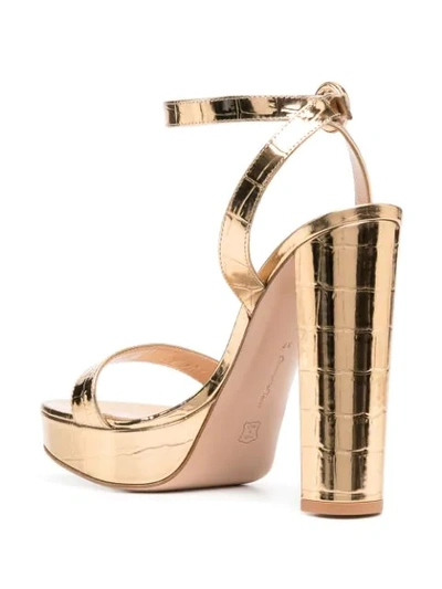 Shop Gianvito Rossi Metallic Crocodile Effect Sandals In Gold