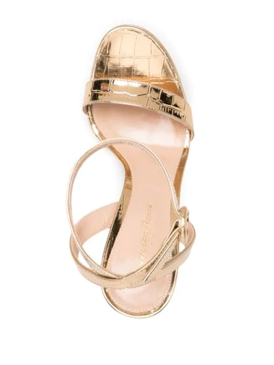 Shop Gianvito Rossi Metallic Crocodile Effect Sandals In Gold