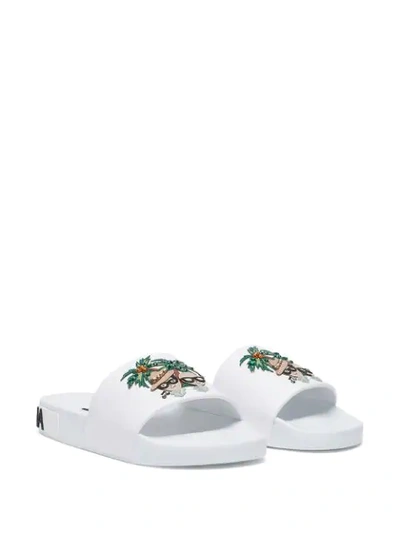 Shop Dolce & Gabbana Studded Beach Slides In White