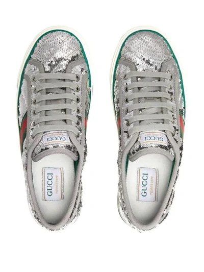 Shop Gucci Tennis 1977 Sneakers In Silver