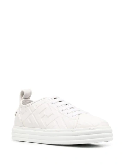 Shop Fendi Ff Embossed Low-top Sneakers In White
