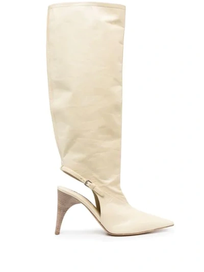 Shop Jil Sander Cut-out Leather Boots In Neutrals