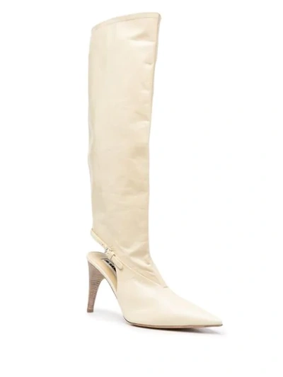 Shop Jil Sander Cut-out Leather Boots In Neutrals