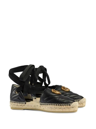 Shop Gucci Matelassé Ankle-wrap Espadrilles In Black