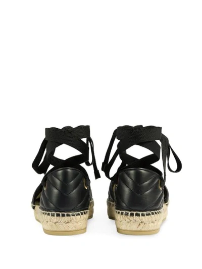 Shop Gucci Matelassé Ankle-wrap Espadrilles In Black