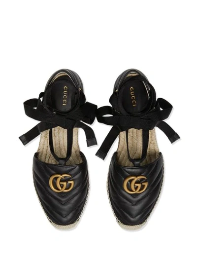 Shop Gucci Matelassé Ankle-wrap Espadrilles In Black