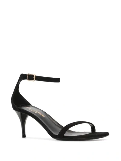 Shop Saint Laurent Amber Cone-heel Sandals In Black