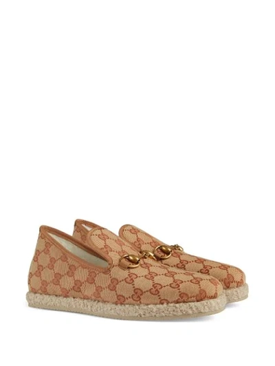 Shop Gucci Gg Print Loafers In Neutrals