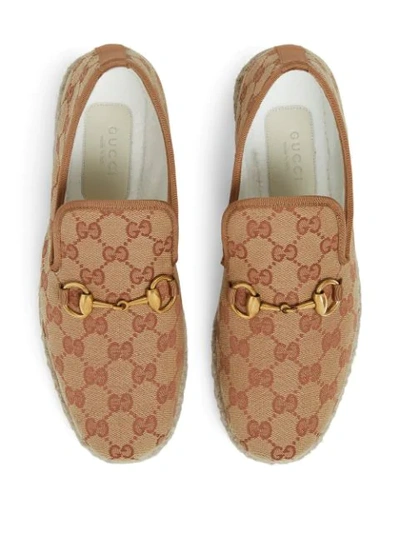 Shop Gucci Gg Print Loafers In Neutrals