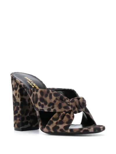 Shop Saint Laurent Bianca 100mm Leopard-print Mules In Black