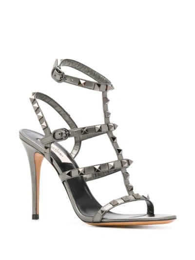 Shop Valentino Rockstud 105mm Caged Sandals In Metallic