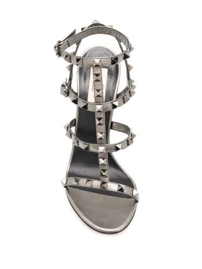 Shop Valentino Rockstud 105mm Caged Sandals In Metallic