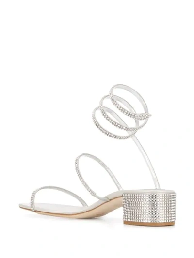 Shop René Caovilla Cleo Rhinestone-embellished Sandals In Grey