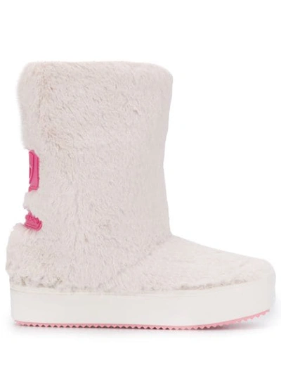 Shop Chiara Ferragni Faux Fur Platform Boots In White