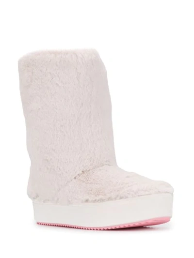 Shop Chiara Ferragni Faux Fur Platform Boots In White