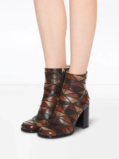 Shop Miu Miu Geometric Pattern Ankle Boots In Orange