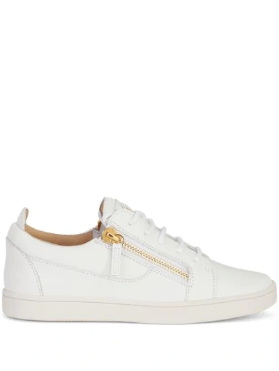 Shop Giuseppe Zanotti Gail Leather Sneakers In White
